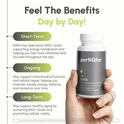 partiQlar NMN Supplement 500mg – Nicotinamide Mononucleotide NMN & Booster for Cellular Energy, Longevity & Healthy Aging – 2-Month Supply (60 Capsules) partiQlarBuy Supplements Australia