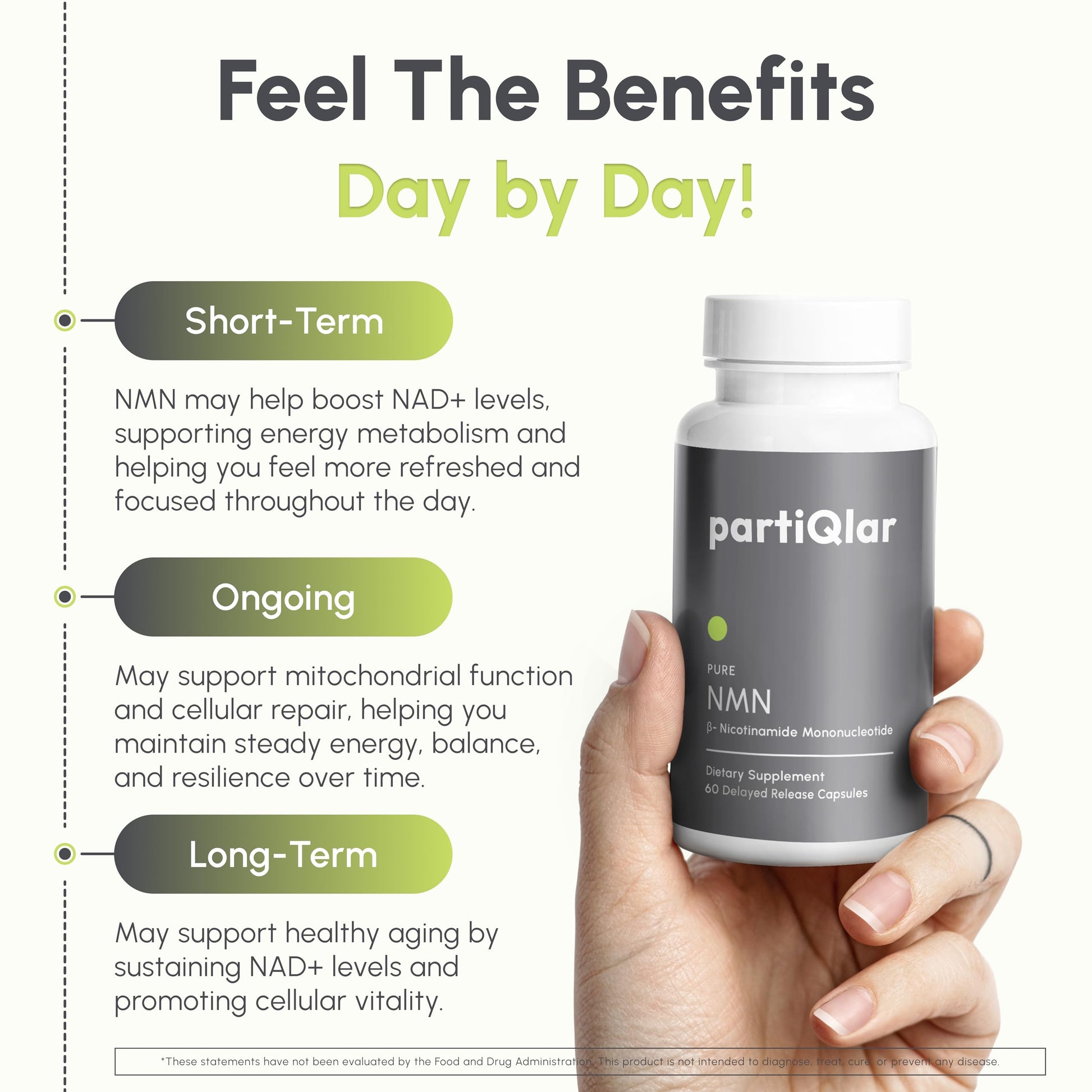 partiQlar NMN Supplement 500mg - High Purity Nicotinamide Mononucleotide - NAD+ Booster for Anti-Aging, Cellular Energy & Longevity - 60 Veggie Capsules partiQlar buy supplements Au