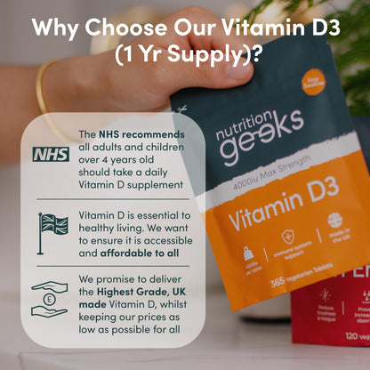 Vegetarian Vitamin D3 4000 iu - 1 Year Supply, 365 Easy-Swallow High Strength Vitamin Nutrition GeeksBuy Supplements Australia
