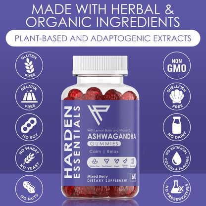 KSM-66 Ashwagandha Gummies 750mg Per Gummy – 1,500mg Per Serving – Stress & Cortisol Support – with Lemon Balm & Vitamin D – 60 Count (30 Day Supply) – Vegan – Harden Essentials Harden essentialsBuy Supplements Australia