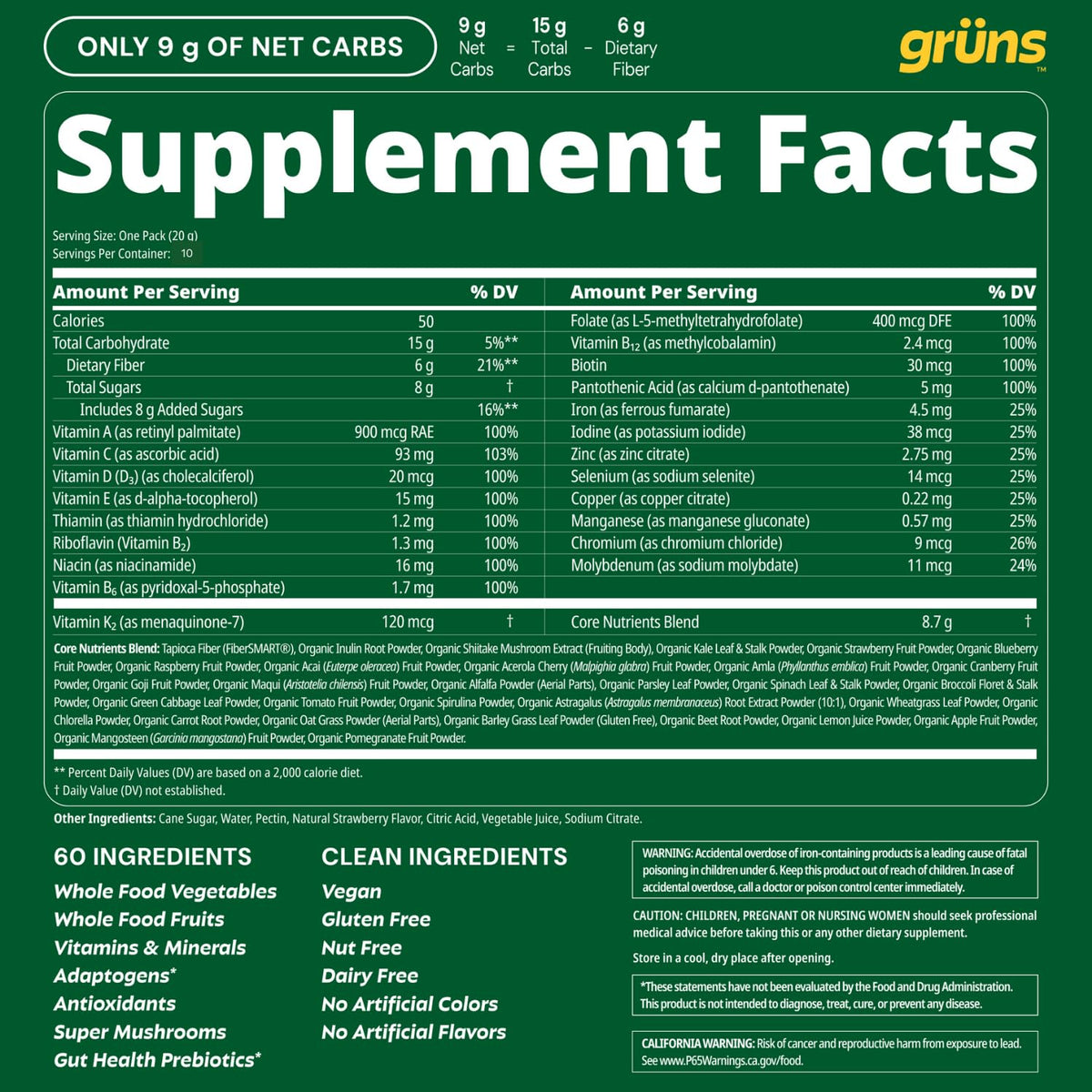 Gruns Adults Super Greens Gummies, Multivitamin Superfood Gummy Bears, Spirulina, Chlorella, Prebiotics & Fiber Gummies for Digestive Health GrünsBuy Supplements Australia