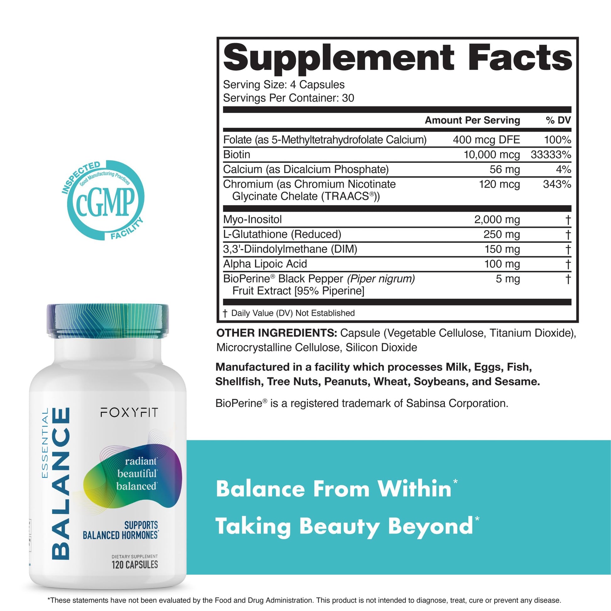 Essential Balance Hormonal Support and Vitamin Supplement for Women by Foxy Fit – Antioxidant, Healthy Skin & Hair for Daily Use* (30 Servings) FoxyFitBuy Supplements Australia