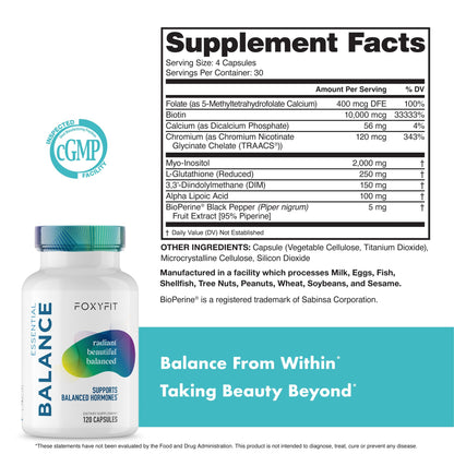 Essential Balance Hormonal Support and Vitamin Supplement for Women by Foxy Fit – Antioxidant, Healthy Skin & Hair for Daily Use* (30 Servings) FoxyFitBuy Supplements Australia
