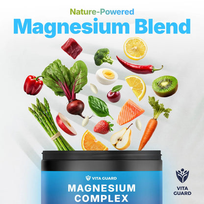 Vita Guard Magnesium Complex 1480mg – 10-in-1 with Glycinate, Citrate, Malate & More – High Absorption – Sleep, Muscle, Nerve & Heart Support – 90 Vegan Capsules – Non-GMO, Gluten-Free, No Sugar Vita Guard buy supplements Au