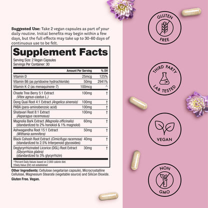 Winged Wellness Hot Momma Menopause Supplements for Women - Hormone-Free Menopause Relief Support for Hot Flashes & Night Sweats with Chaste Tree Berry, Multivitamins & Shatavari - 60 Vegan Capsules Winged WellnessBuy Supplements Australia