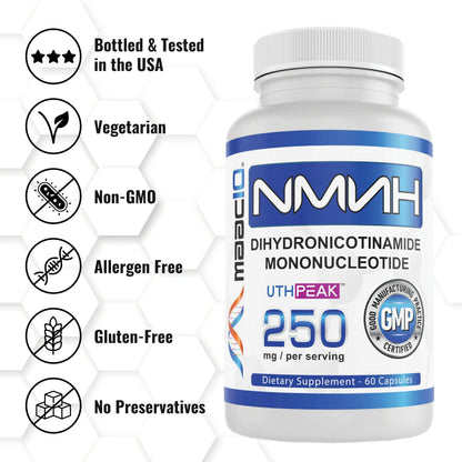 MAAC10 NMNH (NMN Supplement Alternative) 250mg Serving | Uthpeak™ NMNH (Dihydronicotinamide Mononucleotide) for Better Stability | 30-Day Supply. MAAC10Buy Supplements Australia