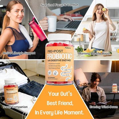 Probiotics for Women and Men, with 15 Prebiotics, 16 Digestive Enzymes & Postbiotics - Probiotics for Digestive Health & Bloating, Probiotic Gummies for Gut Health & Immunity, Sugar-Free, 60 Gummies FletorraBuy Supplements Australia