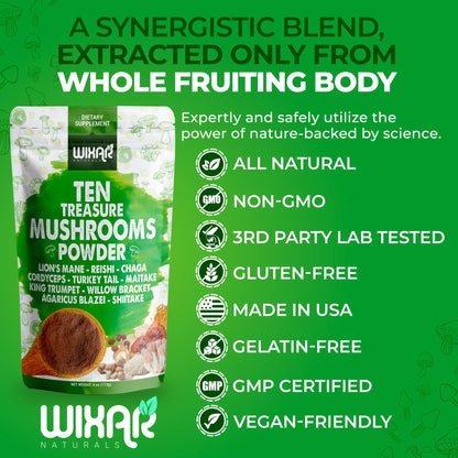 Wixar Mushroom Powder - Ten Treasure Mushrooms Extract Supplement Blend for Coffee WIXAR NATURALSBuy Supplements Australia