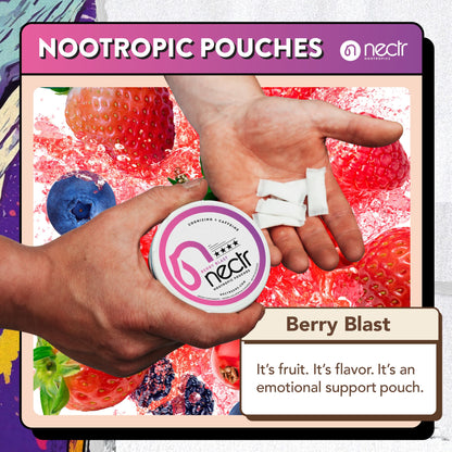 Nectr Energy Nootropic Pouches – Berry Blast Flavored, Caffeine Pouches with Cognizin® Citicoline. Sugar-Free Brain Treats. Smooth, Sustained Focus & Energy Supplement - 1 Puck of 16pcs NectrBuy Supplements Australia