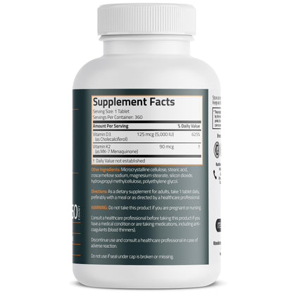 Bronson Basics Vitamin K2 D3 (MK7) Supplement Non-GMO Formula 5000IU (125 mcg) BronsonBuy Supplements Australia
