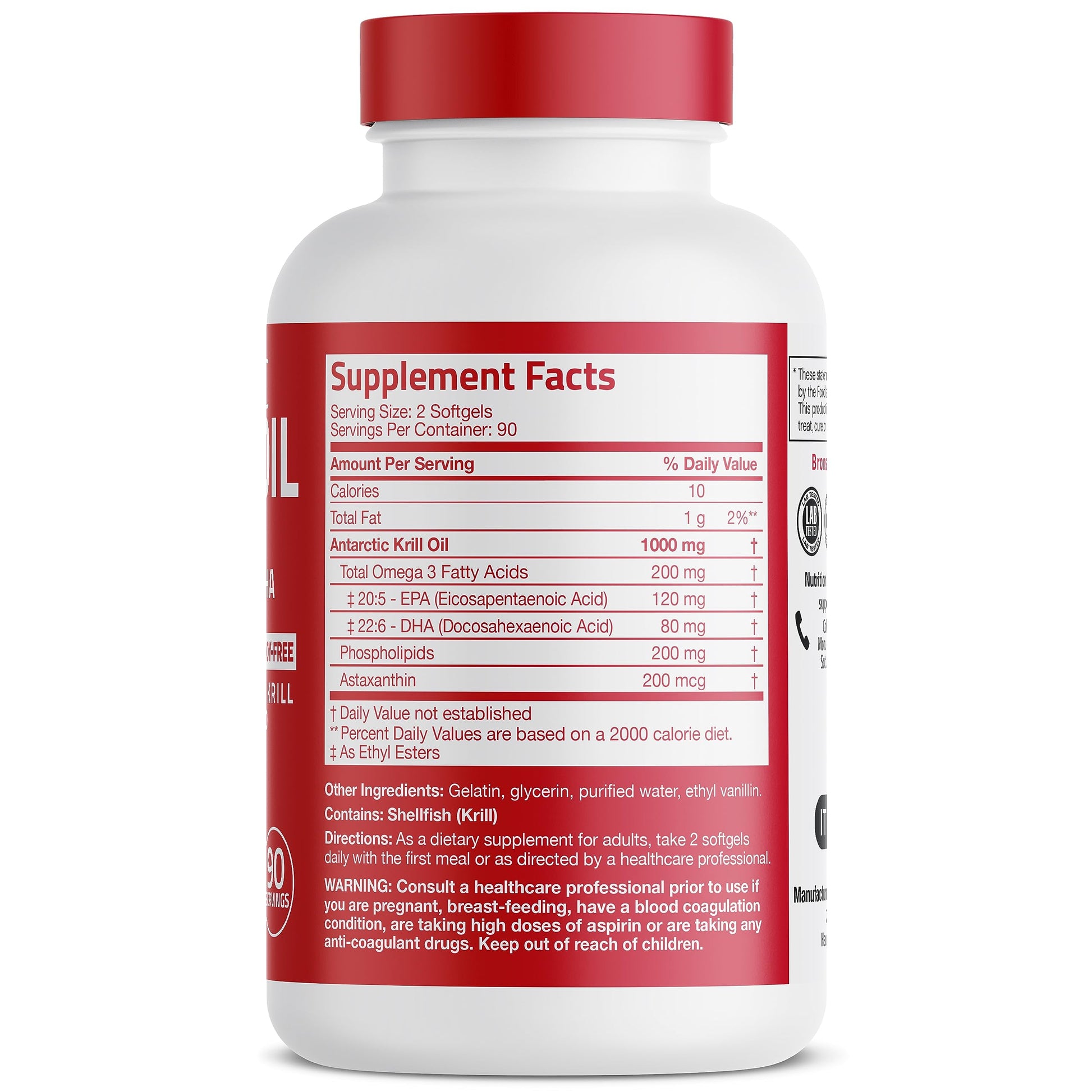 Bronson Antarctic Krill Oil 1000 mg with Omega-3s EPA, DHA, Astaxanthin and Phospholipid BronsonBuy Supplements Australia