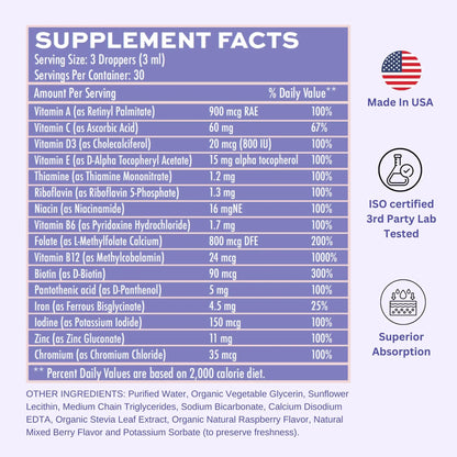 Vitaminally Women's Multivitamin liposomal Liquid Drops with Iron | 30 Day Supply | 3 FL Oz | Non-GMO | Gluten Free | Supports Overall Health, Energy and Beauty VitaminallyBuy Supplements Australia