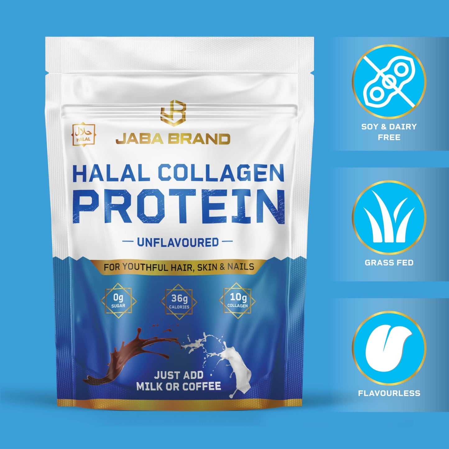 JABA BRAND - Halal Bovine Collagen Protein Powder for Hair, Nails, Joints and Skin JABA BRANDBuy Supplements Australia