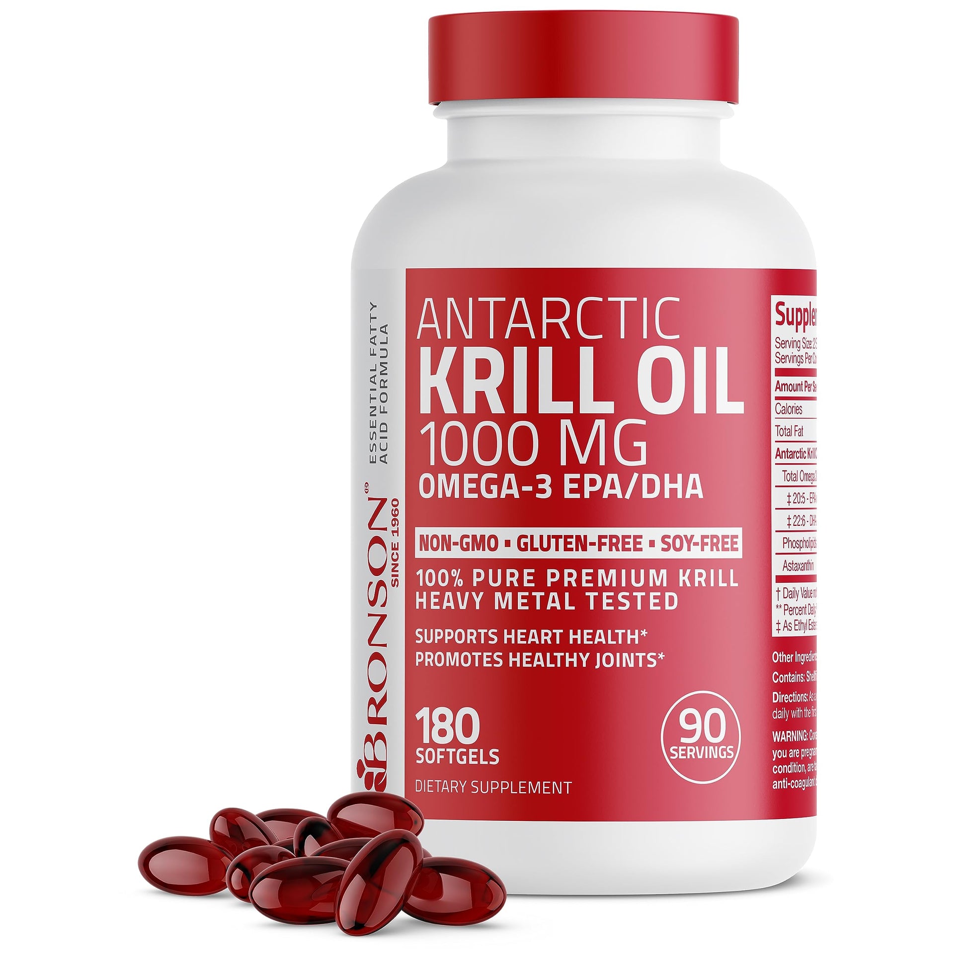 Bronson Antarctic Krill Oil 1000 mg with Omega-3s EPA, DHA, Astaxanthin and Phospholipid BronsonBuy Supplements Australia