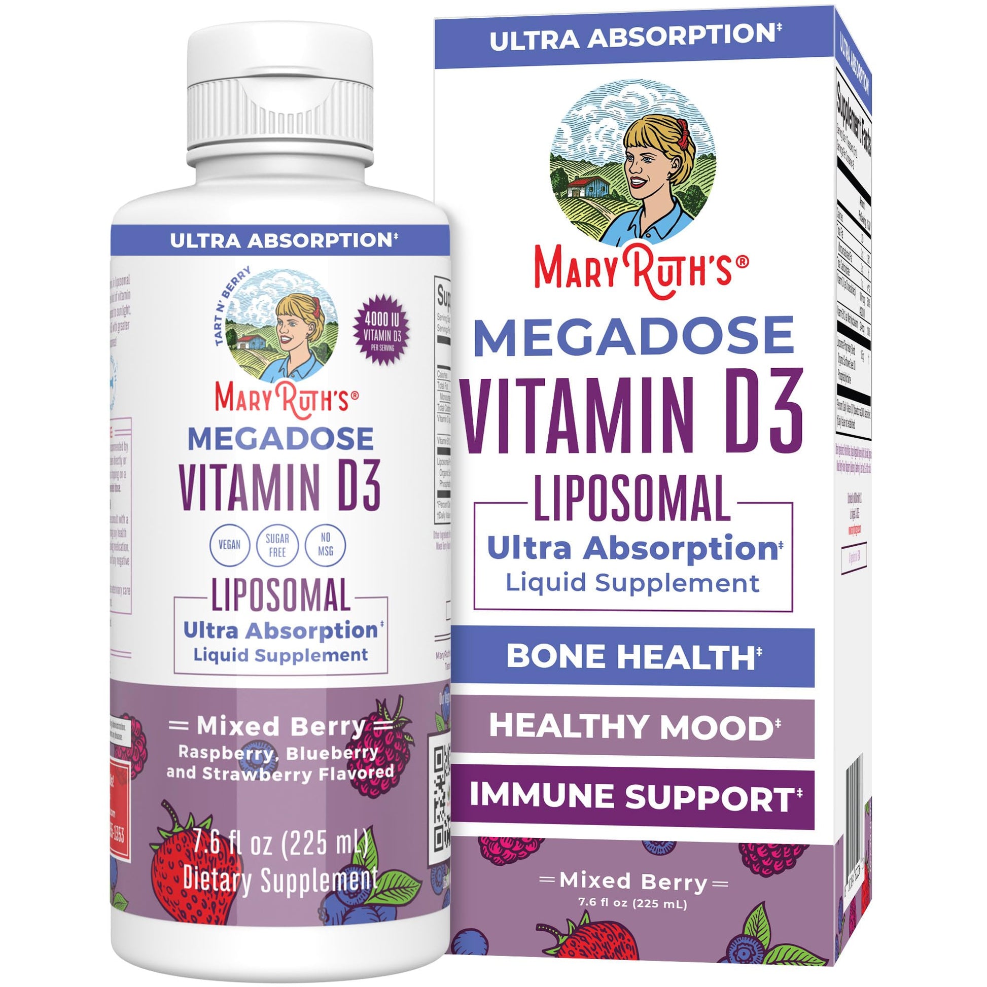 MaryRuth Organics Megadose Vitamin D3 Liposomal | Vitamin D 4000 IU | Ultra Absorption | Immune Support for Adults | Bone Health | VIT D3 | Vegan | Sugar Free | Gluten Free | Non-GMO | 45 Servings MARYRUTH'SBuy Supplements Australia