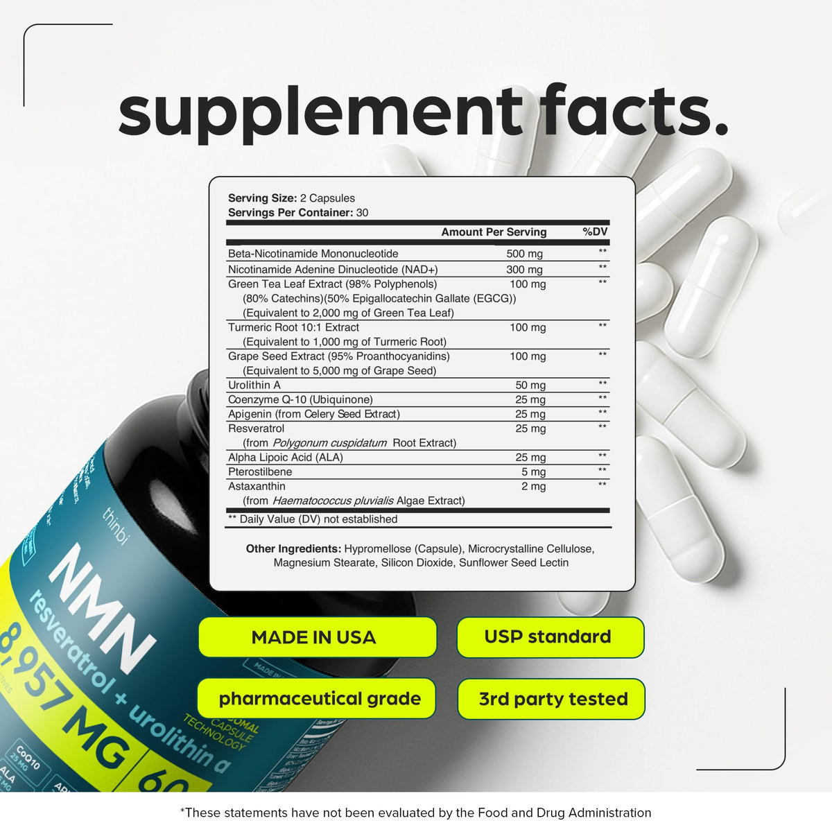 NMN Supplement 8957mg with Real NAD+ Not Just a Booster | Urolithin A, Resveratrol, CoQ10, Alpha Lipoic Acid, Green Tea Extract | Cellular Longevity & Energy Support for Men & Women ThinbiBuy Supplements Australia