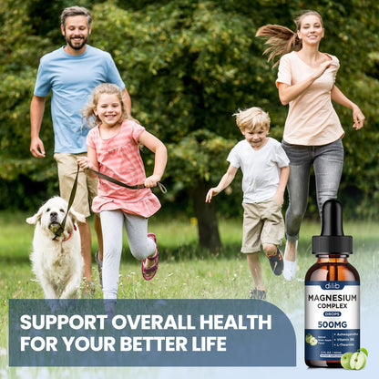 Triple Magnesium Complex Supplement-Magnesium Glycinate, Citrate, Malate Liquid Drops 500mg with Ashwagandha, L-Theanine, B6 for Calm, Stress Relief, Sleep, Muscle Support-Green Apple Flavor dilibBuy Supplements Australia