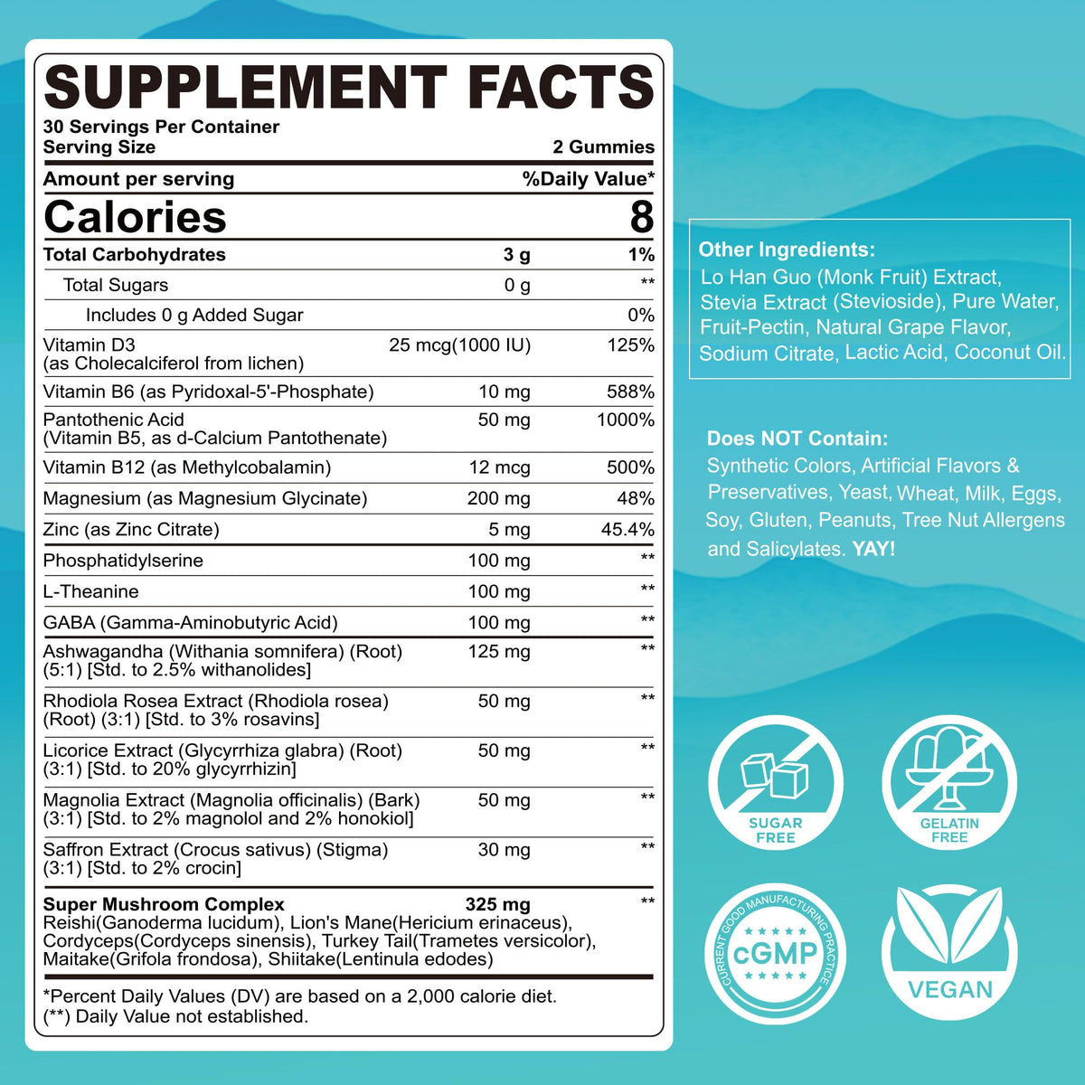 Cortisol Gummies for Women & Men, Sugar Free Cortisol Reducer Supplements w/ Magnesium, Ashwagandha, Mushroom, L-theanine, Rhodiola, Vitamin B6 B12 for Cortisol Detox, Relax, Sleep Support 2 Pack LILICAREBuy Supplements Australia