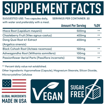 PMS Support Supplement for Women with Chasteberry, Maca Root, Ashwagandha - Period Relief, Bloating Relief for Women, Mood Support, Hormone Balance Herbal Supplements - 30 Day, 60 Vegan Capsules WINDSOR BOTANICALSBuy Supplements Australia