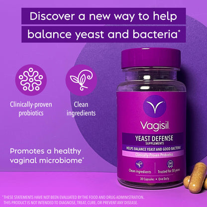 Vagisil Yeast Defense Supplements, Helps Balance Yeast and Good Bacteria, Clinically-Proven Probiotics VagisilBuy Supplements Australia