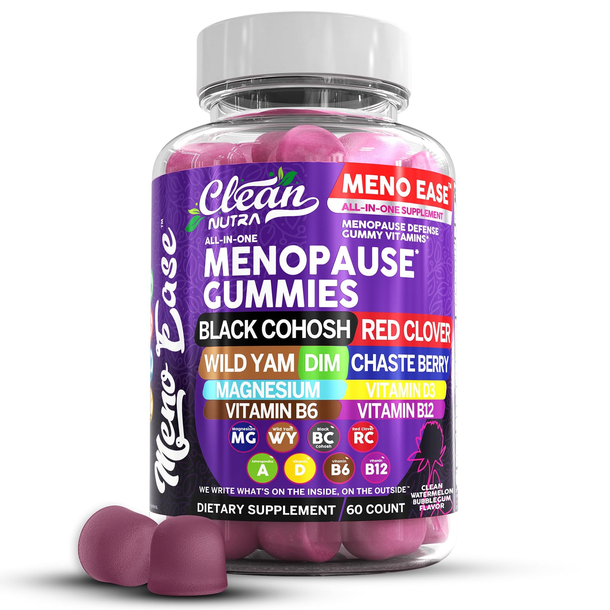 Menopause Supplement for Women Gummies with Black Cohosh, Wild Yam, DIM, Magnesium, Red Clover Chasteberry for Hormone Balance Relief Night Sweats Mood Plus Bergamot, Vitamin D3, Vitamin B6 B12 Clean NutraceuticalsBuy Supplements Australia