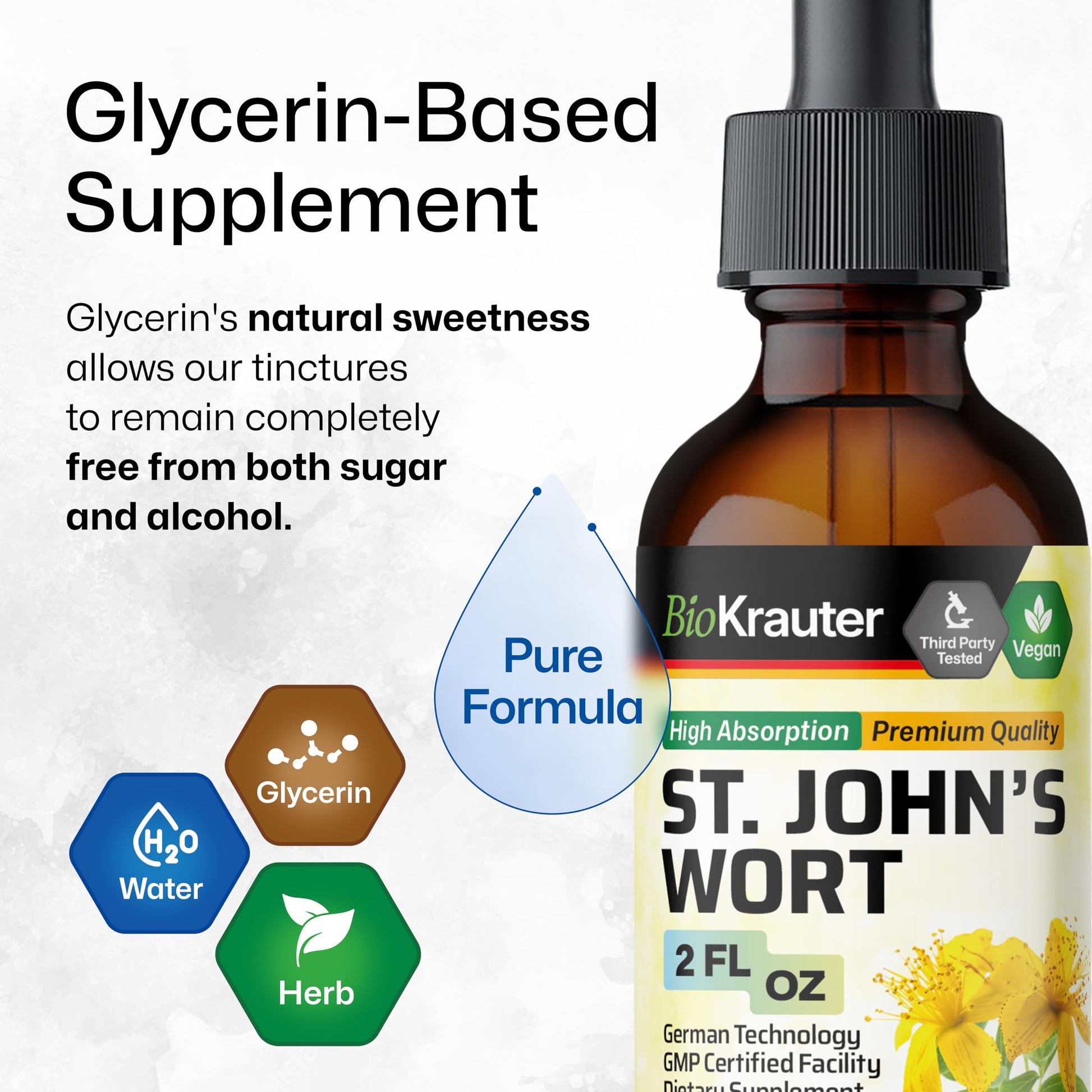 BIO KRAUTER® St Johns Wort for Calm & Mood Support - Vegan St. John's Wort for Relaxation & Emotional Wellness Support - Calm Drops 2 Fl.Oz., 28-Day Supply, Alcohol & Sugar Free Herbal Supplements BIO KRAUTER buy supplements Au