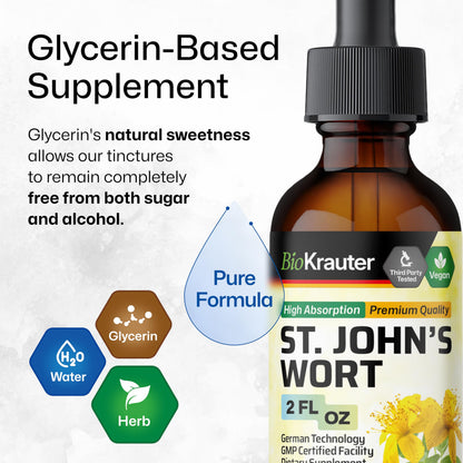 BIO KRAUTER® St Johns Wort for Calm & Mood Support - Vegan St. John's Wort for Relaxation & Emotional Wellness Support - Calm Drops 2 Fl.Oz., 28-Day Supply, Alcohol & Sugar Free Herbal Supplements BIO KRAUTER buy supplements Au