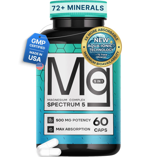 Spectrum 5 Magnesium | 5-in-1 Complex + 72 Trace Minerals for Enhanced Absorption | Irish Sea Sourced | 500mg per Serving SonoHealth canada supplements