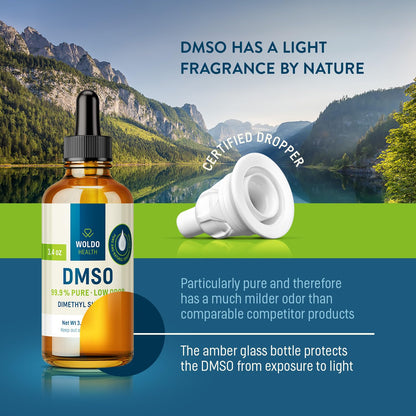 WoldoHealth DMSO 99.9% Pharmaceutical Grade 3.38 oz - FT-IR Verified Dimethyl Sulfoxide, Low Odor Solvent in Glass Bottle with Dropper WoldoHealth buy supplements Au