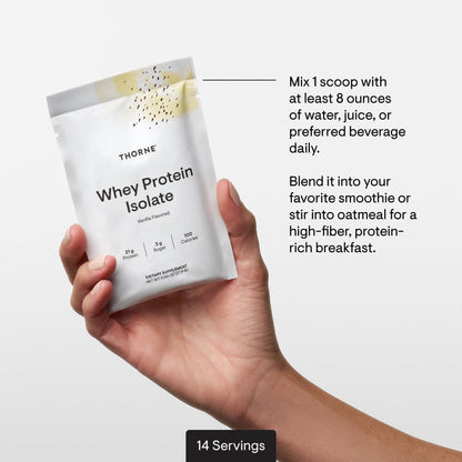 THORNE - Whey Protein Isolate - 21 Grams of Easy-to-Digest Whey Protein Powder - NSF Certified for Sport - Vanilla - 13.79 Ounces - 14 Packets THORNEBuy Supplements Australia