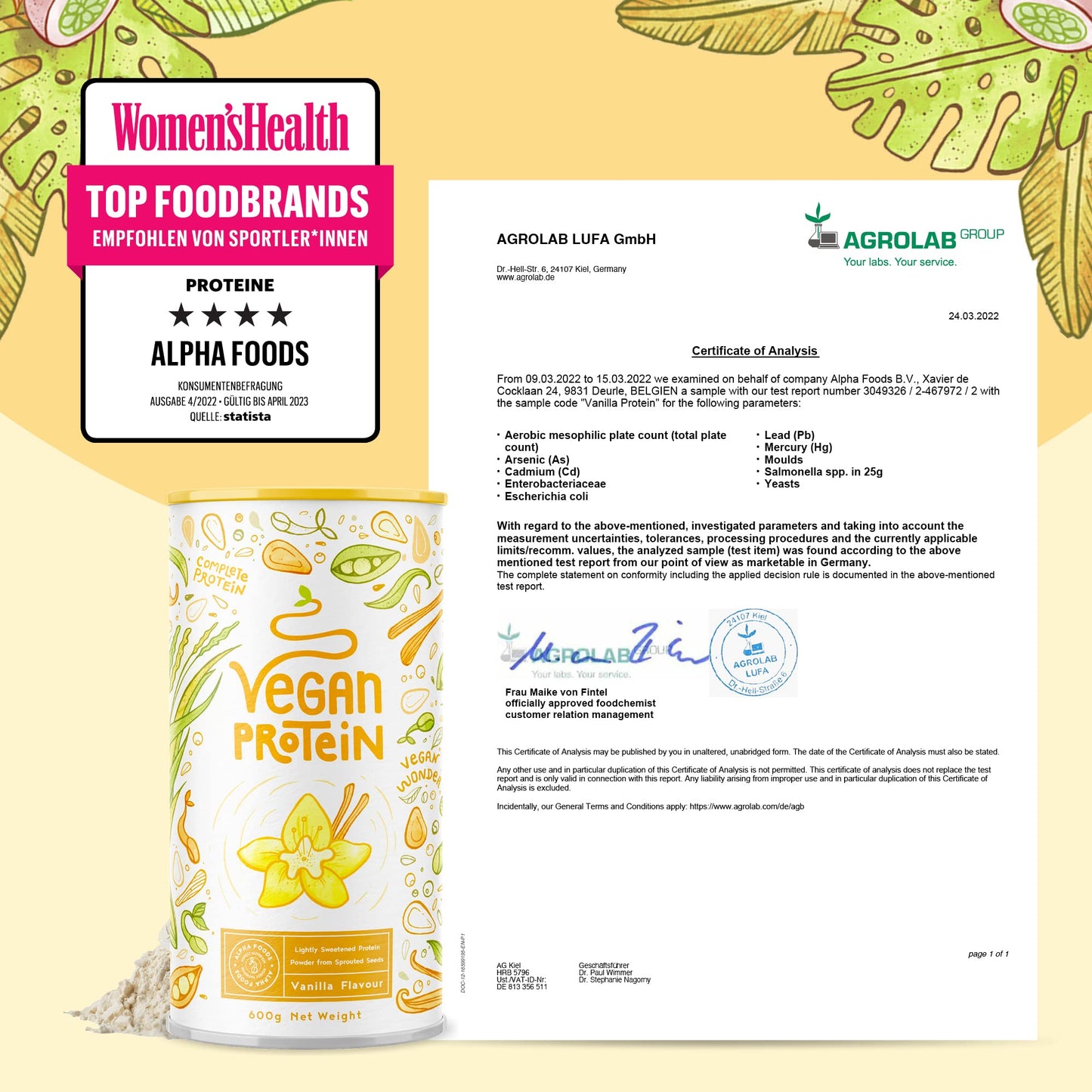 Vegan Protein Powder Vanilla - 1.2kg(80 servings) - 100% Plant Based Protein Powders Alpha FoodsBuy Supplements Australia