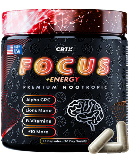 Nootropic Strongest Focus Supplement - Clinically Backed Ingredients Made in USA - Scientifically Backed Doses - Supplement for Brain Fog - AlphaGPC, Lions Mane, Rhodiola and More 10:1 90 Capsules CRTX NutritionBuy Supplements Australia