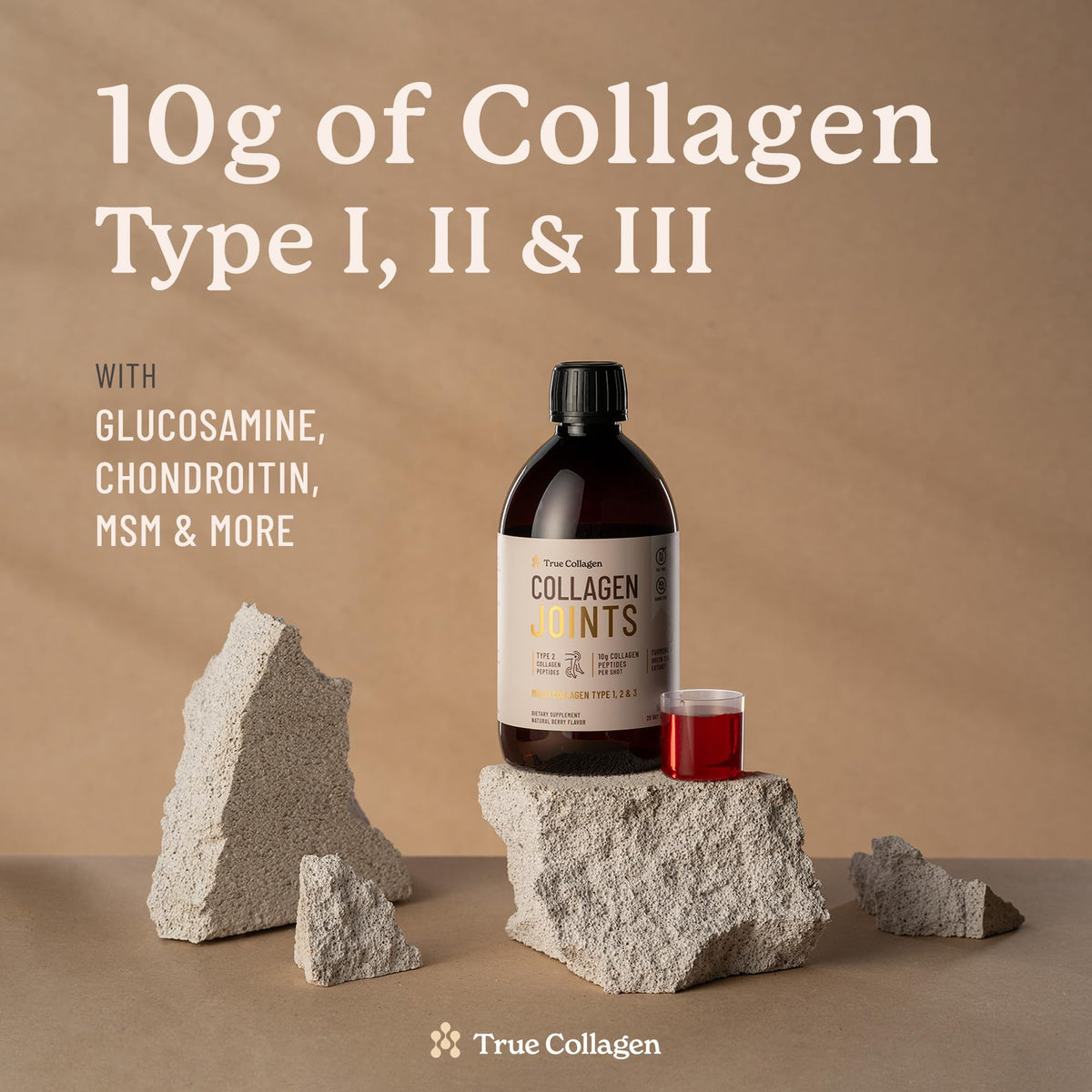 True Collagen Joints | 10,000 mg Hydrolyzed Collagen Liquid Supplement - 500 ml, 20 Day Supply | Glucosamine, MSM and Chondroitin for Healthy Joints | Fat-Free, Sugar-Free, 100% Natural Berry Flavor True CollagenBuy Supplements Australia