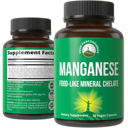 Manganese Supplement Food Like Mineral Chelated for Superior Absorption with Whole Food Blend of 25+ Fruits & Vegetables. Pure Trace Mineral Capsules for Connective Tissue, Bone Health, Enzyme Support Peak PerformanceBuy Supplements Australia