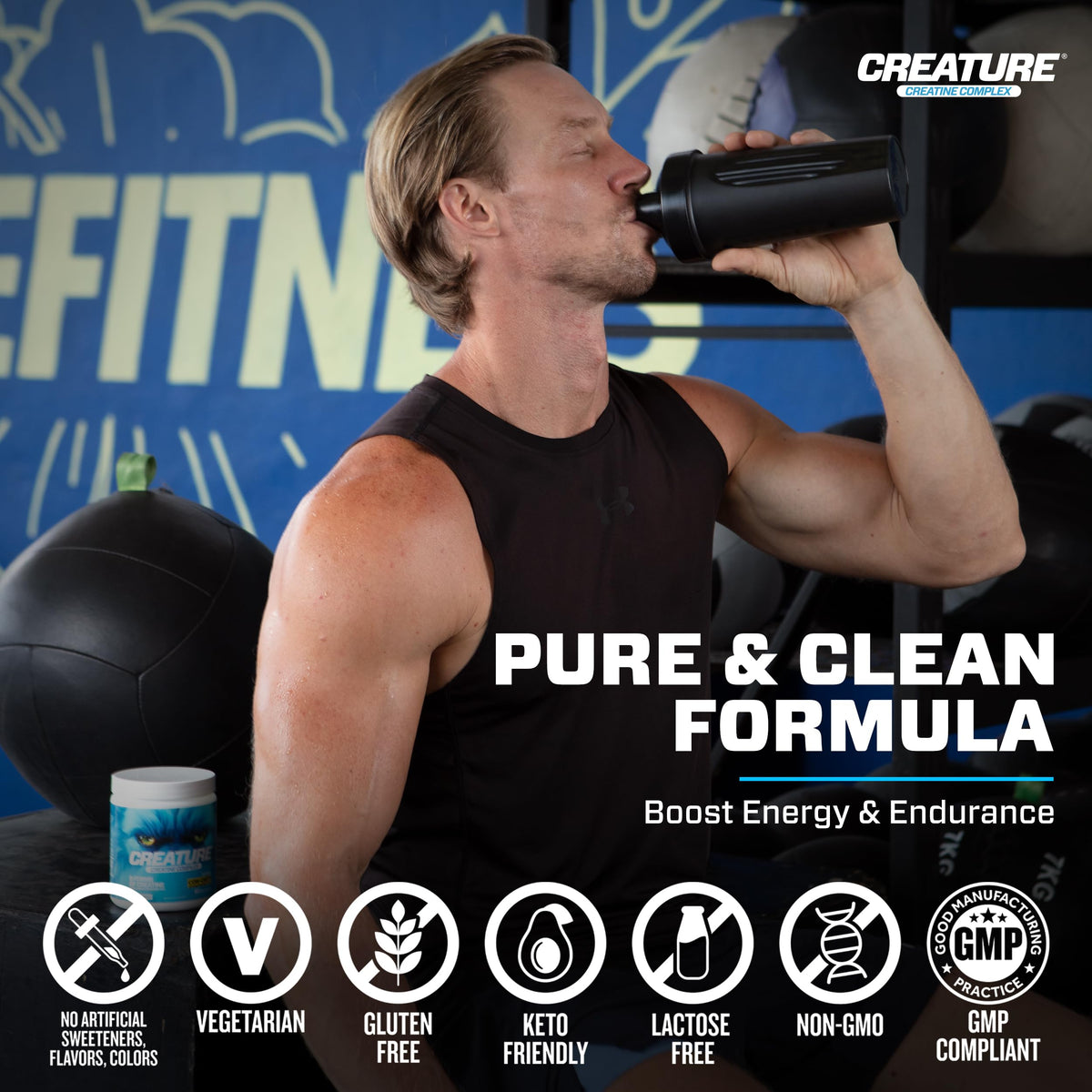 CREATURE® Creatine Complex - Creatine Monohydrate Powder with 5 Types of Creatine Including Con-Crēt® Creatine HCL, Promotes Muscle, Strength, Endurance, Brain Health, Unflavored, 300g 60 Servings CREATUREBuy Supplements Australia
