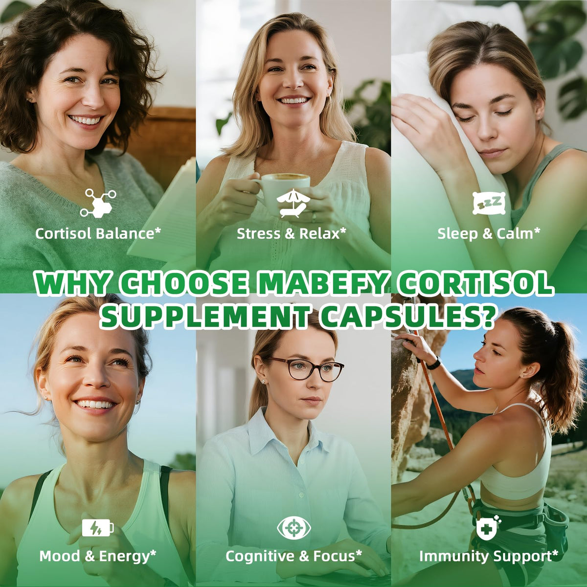 MABEFY Cortisol Supplements for Women/Men - 10 in 1 Cortisol Manager Reducer Lower Detox Balance with Magnesium, Ashwagandha, L-Theanine for Stress, Sleep, Calm, Mood Support - 60 Capsules for 30 Days MABEFYBuy Supplements Australia