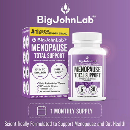 BIGJOHNLAB® - Menopause Total Support – Advanced Probiotic Formula with 5 Strains & 15 Billion CFU, Resveratrol, Black Cohosh, Acacia Fiber, Non-GMO & 100% Vegetarian BIGJOHNLABBuy Supplements Australia