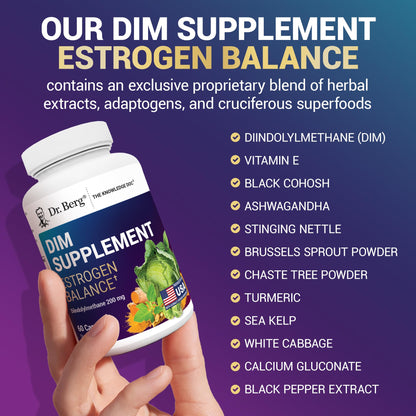 Dr. Berg DIM Supplement Estrogen Balance - Original Estrogen Supplement for Women with Diindolylmethane for Menstrual Symptoms & Menopause Relief & Black Pepper for Enhanced Absorption - 60 Capsules Dr. Berg NutritionalsBuy Supplements Australia