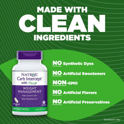Natrol Carb Intercept Capsules with White Kidney Bean Extract - Controls Carbs, Metabolize NatrolBuy Supplements Australia