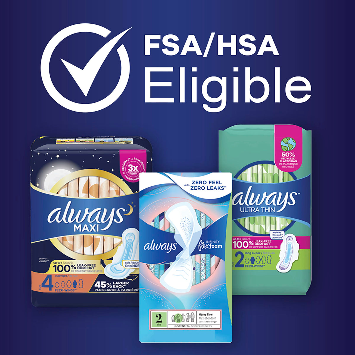 Always Maxi Feminine Pads for Women, Size 5 Extra Heavy Overnight AlwaysBuy Supplements Australia