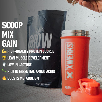 Xwerks Grow 100% New Zealand Grass-Fed Whey Protein - 25g of Pure Isolate Protein XwerksBuy Supplements Australia