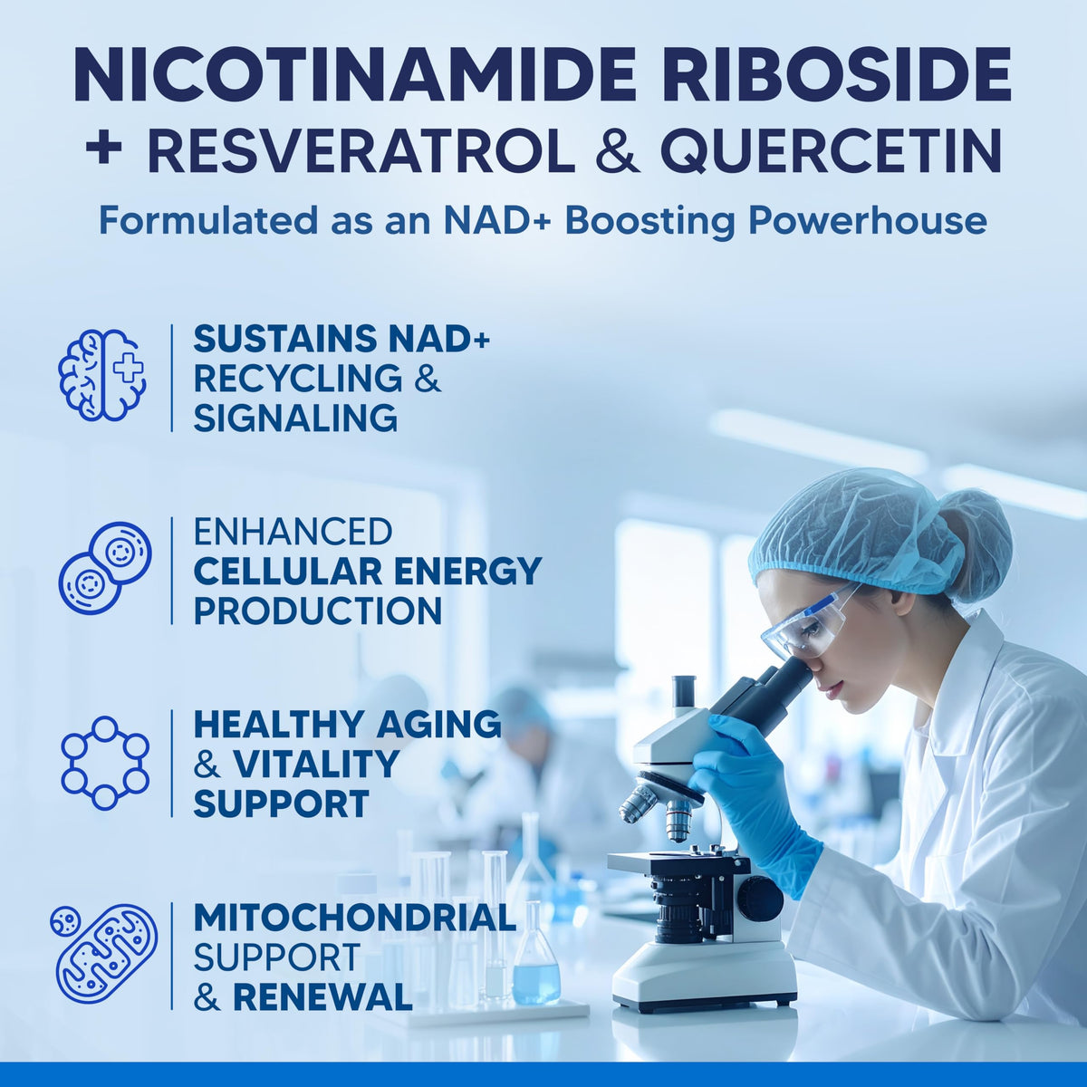 aSquared Nutrition NAD Resveratrol Supplement - NAD+ Nicotinamide Riboside 500mg (Vitamin B3) Plus Trans-Resveratrol & Quercetin - NMN Alternative for Men & Women - 60 Capsules aSquared NutritionBuy Supplements Australia