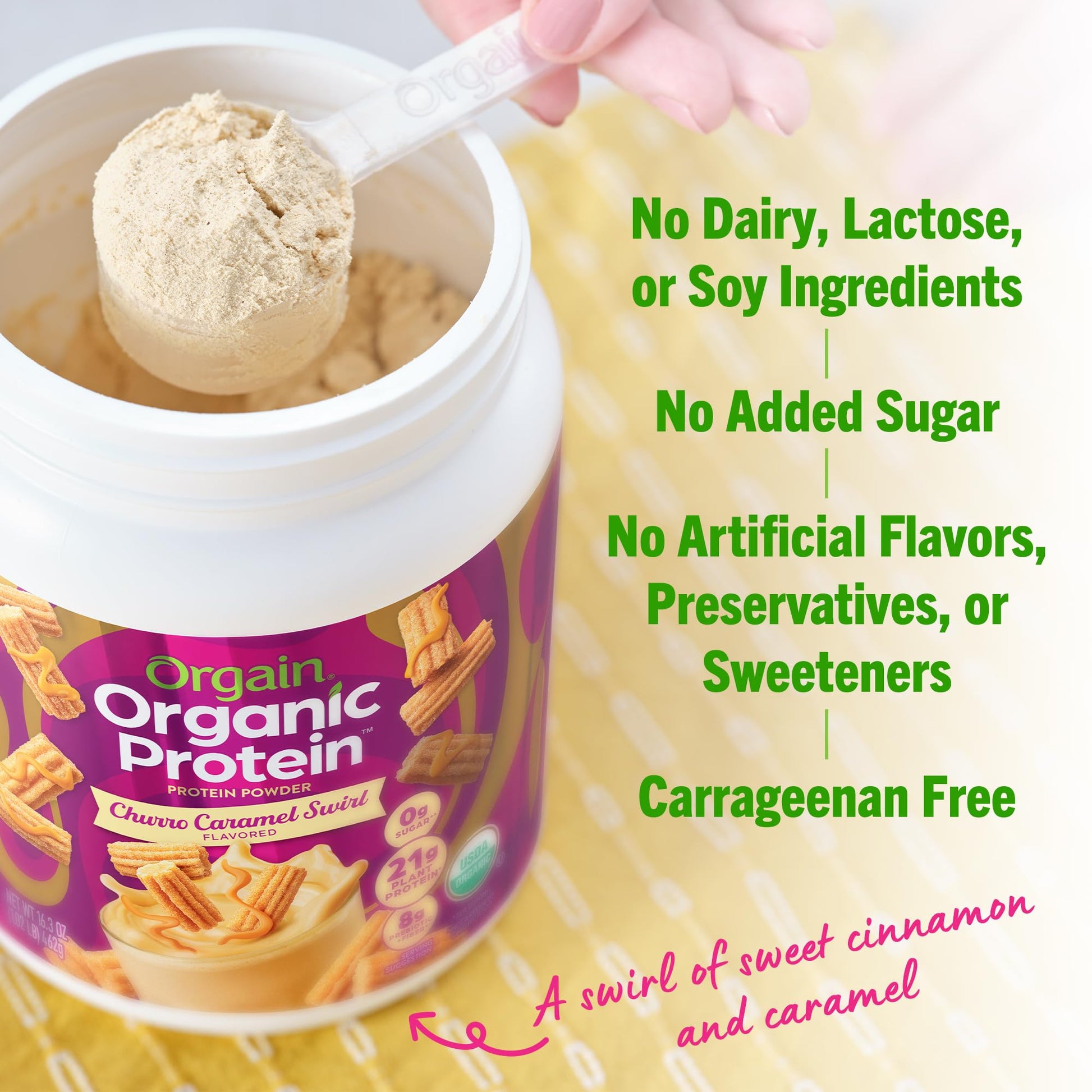 Orgain Organic Vegan Protein Powder, Churro Caramel Swirl - 21g Plant Based Protein OrgainBuy Supplements Australia
