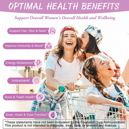 Totaria Sugar Free Multivitamin Gummies for Women 14+ w/Iron, Inositol, Folate, Biotin, Womens Daily Multivitamin Gummy w/Vitamin A, C, B, D3, K2 TotariaBuy Supplements Australia