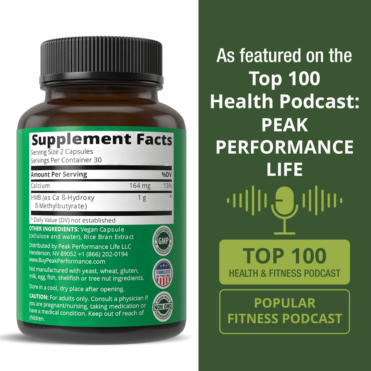 Peak Performance Advanced HMB Supplement for Men & Women. Calcium Beta Hydroxy Beta-Methylbutyrate Capsules. Supplements for Strength, Recovery, & Lean Muscle. 1000mg of Pure HMB Per Serving Peak PerformanceBuy Supplements Australia