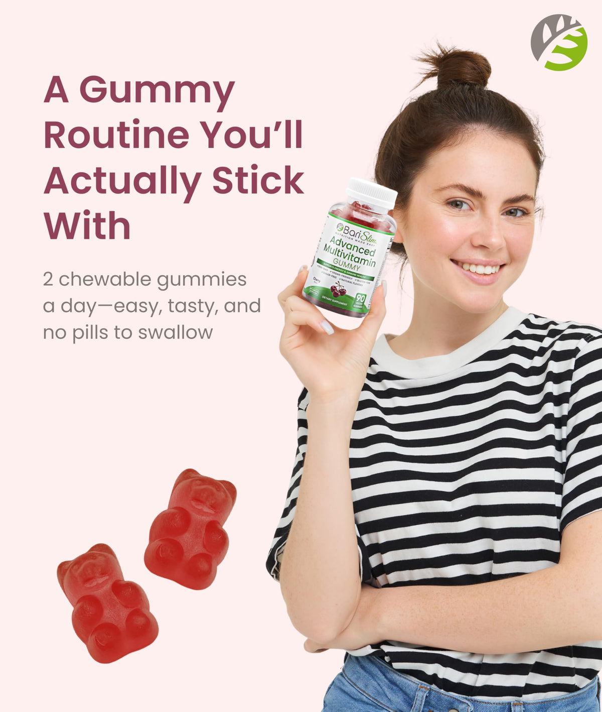 BariSlim Advanced Bariatric Multivitamin Gummies - Specially Formulated Bariatric Vitamins for Patients After Weight Loss Surgery - Supports Energy & Immune Health | Cherry (90 Vegan Gummies) BariSlim buy supplements Au