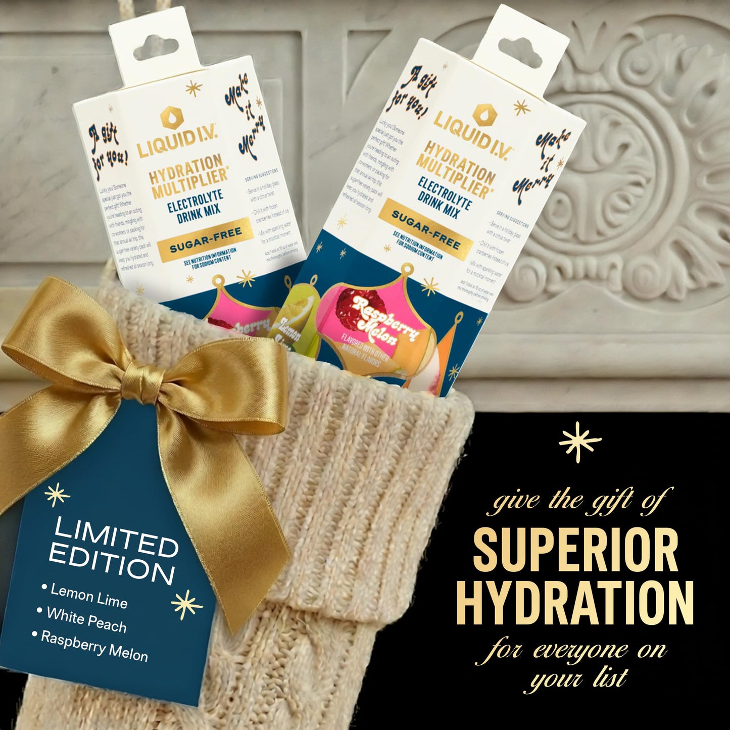 Liquid I.V.® Hydration Multiplier Sugar-Free - Variety Pack Stocking Stuffer - Raspberry Melon, Lemon Lime, and White Peach - 4 Pack (12 Sticks) Liquid I.V.Buy Supplements Australia