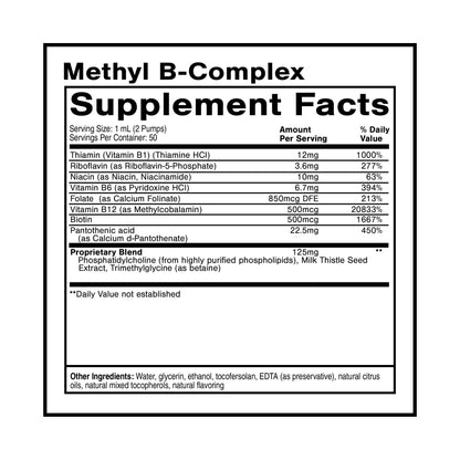 Quicksilver Scientific Methyl B Complex - Liquid Vitamin with Superior Liposomal Absorption of Vitamin B12, Folate, Vitamin B6, Riboflavin, Biotin, Pantothenic Acid, Vitamin B1, Niacin (50 ml) Quicksilver ScientificBuy Supplements Australia
