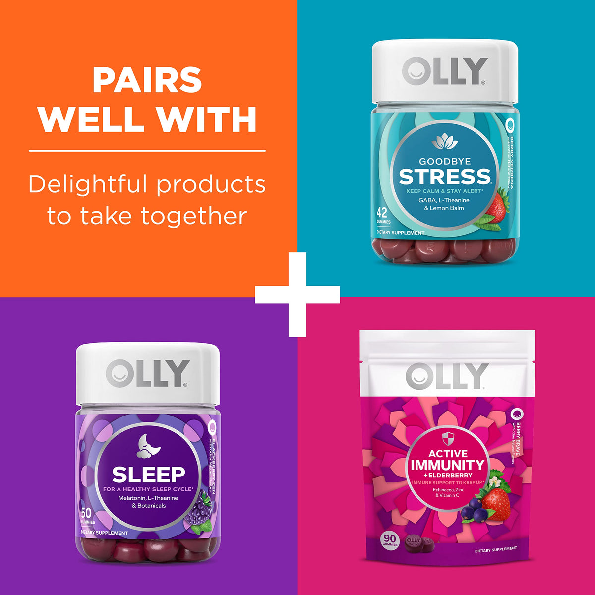 OLLY Laser Focus Gummy, Ginseng, Alpha GPC, B Vitamins, Berry Tangerine Flavor OLLYBuy Supplements Australia