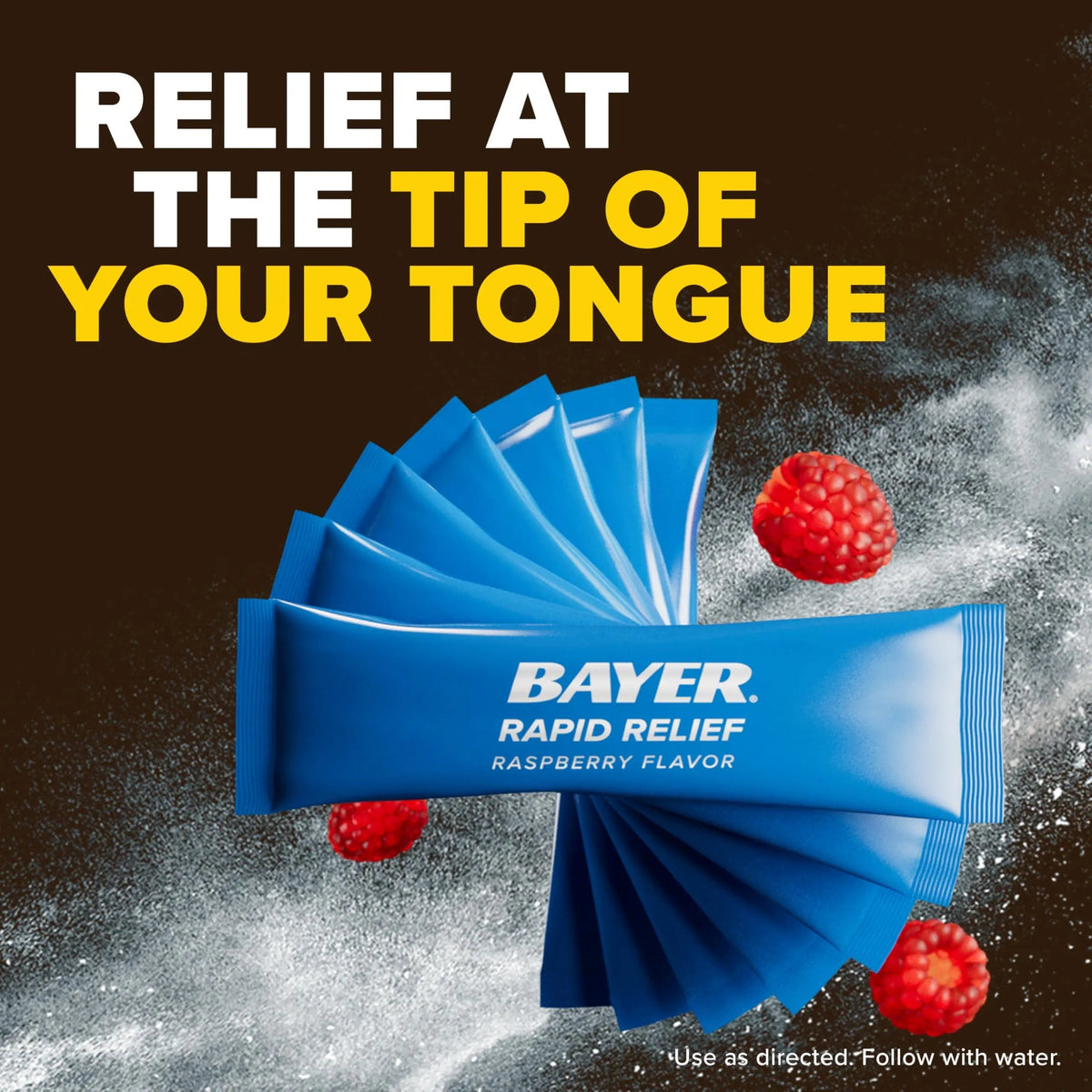 Bayer® Rapid Relief, Dissolvable Raspberry Flavor, Powder Packs with Aspirin & Caffeine, Fast Acting Headache Relief, Muscle and Body Pain Reliever, 30ct BayerBuy Supplements Australia